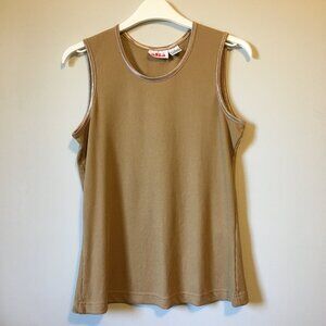 80s Vintage Mustard Shiny Ribbed Stretchy Tank Top